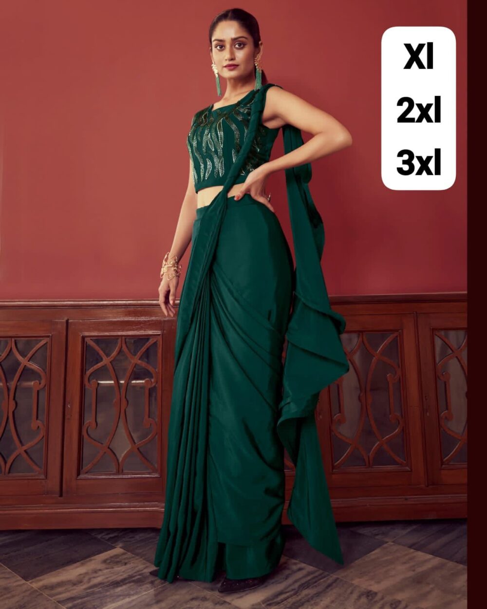 READY TO WEAR IMPORTED FABRIC RUFFILE DESIGNER BRANDED PARTY WEAR SAREES - Image 2