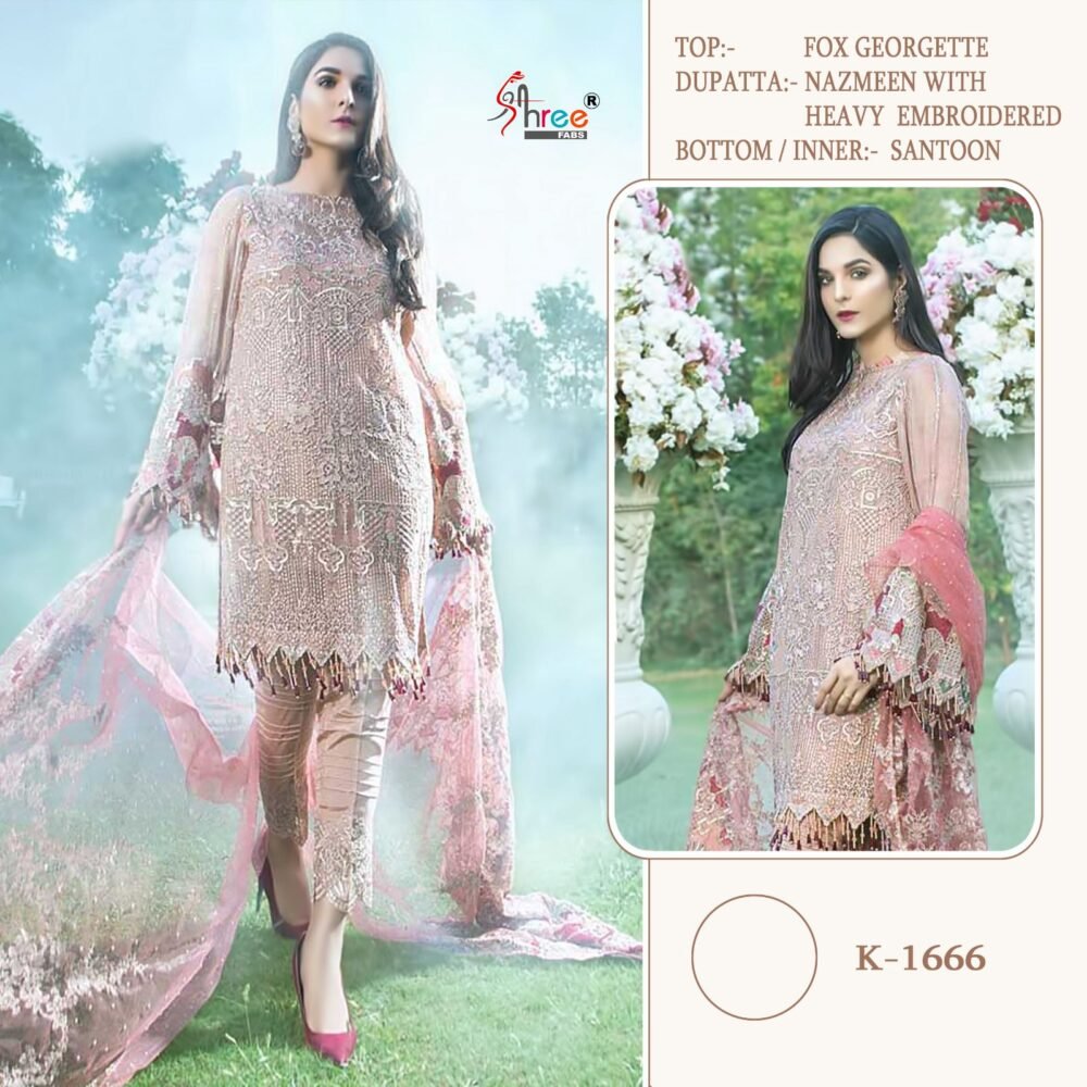 Shree fab©️present ❤️ code k. 1666 semi stitched🩷 Fox blooming very heavy embroidered very beautiful Rust colour semi stitched outfit with heavy handwork ❤️ unstitched santoon inner and bottoms Najmeen embrdroidered border dupatta 😍 ready stock 1220/-