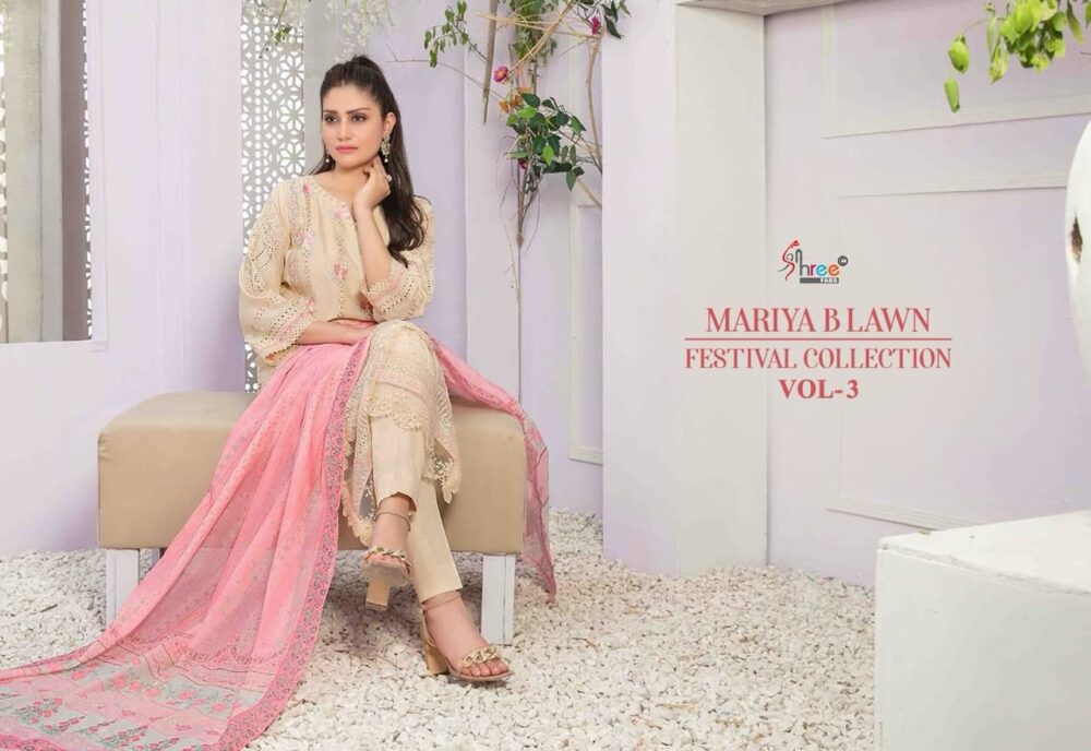 SHREE FABS MARIYA B LAWN VOL 3 3551 TO 3556 SERIES PURE LAWN EMBROIDERED FESTIVAL COLLECTION - Image 2