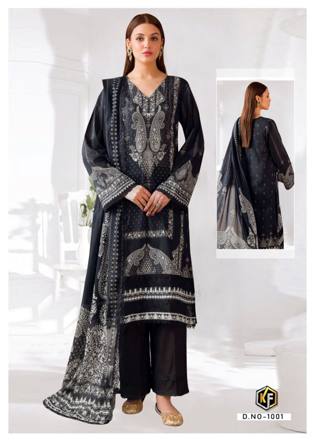 KEVAL FAB COTTON SUITS ROHA ONLINE 1001 TO 1006 SERIES BLACK AND WHITE EXCLUSIVE KARACHI COTTON LAWN DRESS MATERIALS - Image 6