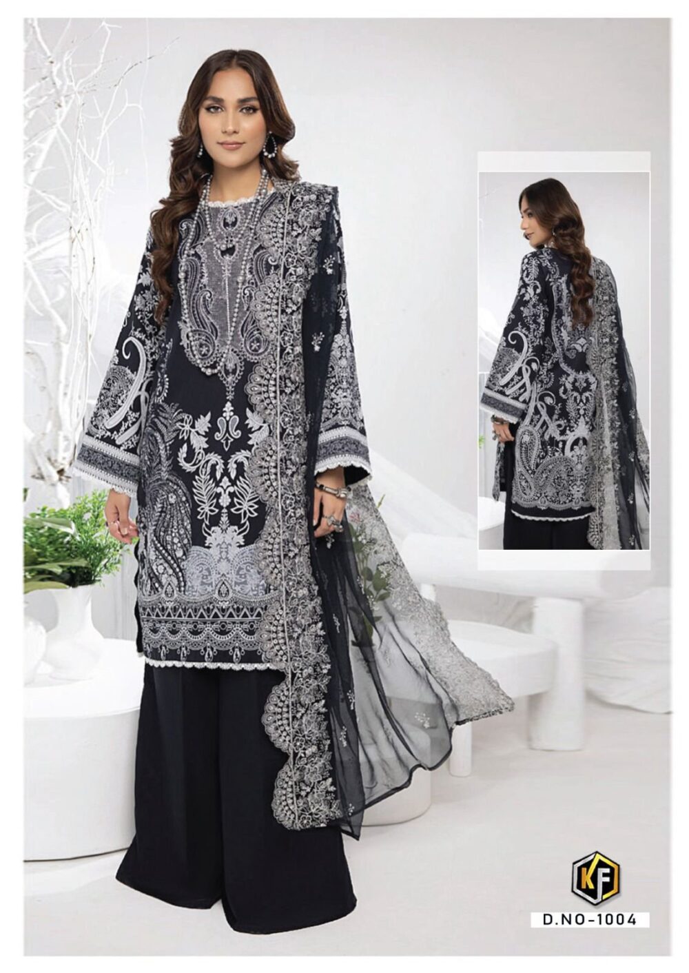 KEVAL FAB COTTON SUITS ROHA ONLINE 1001 TO 1006 SERIES BLACK AND WHITE EXCLUSIVE KARACHI COTTON LAWN DRESS MATERIALS - Image 3