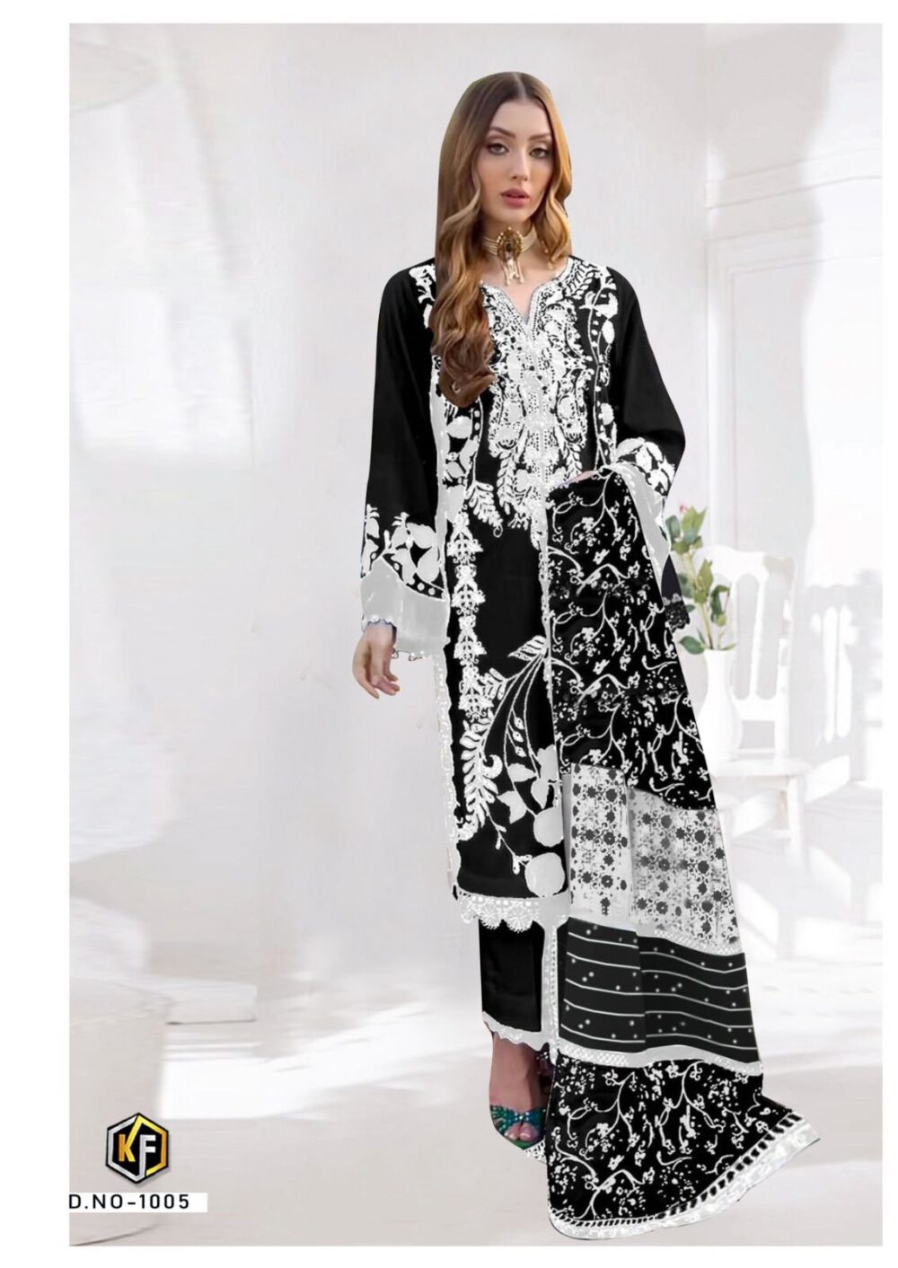 KEVAL FAB COTTON SUITS ROHA ONLINE 1001 TO 1006 SERIES BLACK AND WHITE EXCLUSIVE KARACHI COTTON LAWN DRESS MATERIALS - Image 2