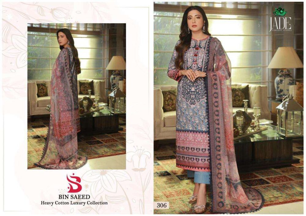 JADE BIN SAEED VOL 3 301 TO 306 SERIES HEAVY COTTON LUXURY LAWN COLLECTION - Image 4