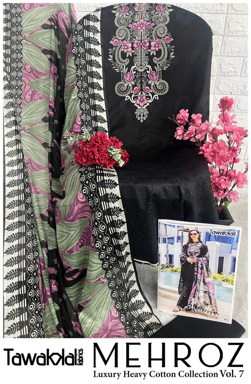 TAWAKKAL MEHROZ VOL 7 61 TO 70 SERIES LUXURY LAWN COTTON COLLECTION PAKISTANI SUITS MATERIALS - Image 16