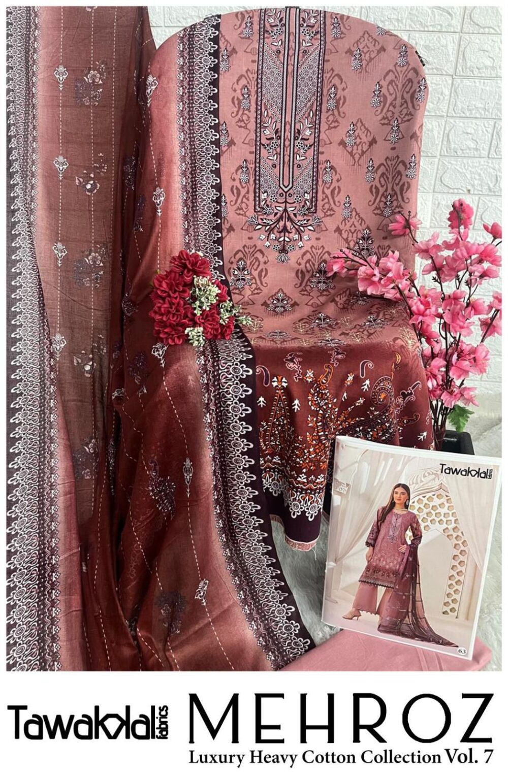 TAWAKKAL MEHROZ VOL 7 61 TO 70 SERIES LUXURY LAWN COTTON COLLECTION PAKISTANI SUITS MATERIALS - Image 15