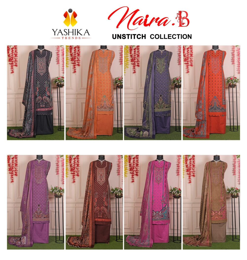 YASHIKA TRENDS NAYRA.B 1001 TO 1008 SERIES HEAVY COTTON PRINTED WITH NECK EMBROIDERED SALWAR SUITS ONLINE - Image 10