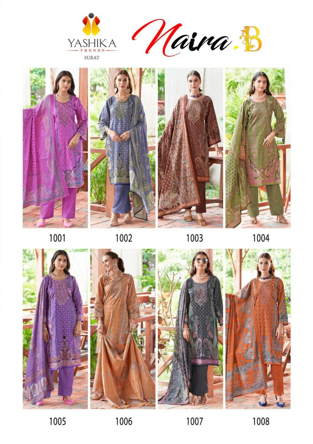 YASHIKA TRENDS NAYRA.B 1001 TO 1008 SERIES HEAVY COTTON PRINTED WITH NECK EMBROIDERED SALWAR SUITS ONLINE - Image 11