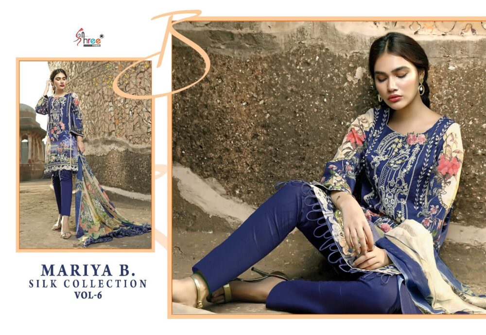 MARIA B SILK COLLECTION VOL-06 BY SHREE FABS PURE JAPAN SATIN WITH TABBY SILK DUPATTA PAKISTANI SUITS ONLINE - Image 4