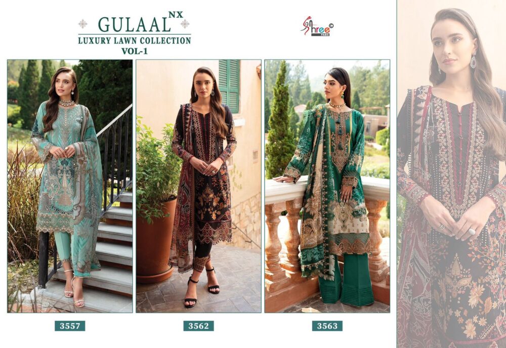 SHREE FABS GULAAL LUXURY LAWN COLLECTION VOL 1 NX PURE COTTON PAKISTANI PATCH WORK EMBROIDERY SUITS ONLINE - Image 7