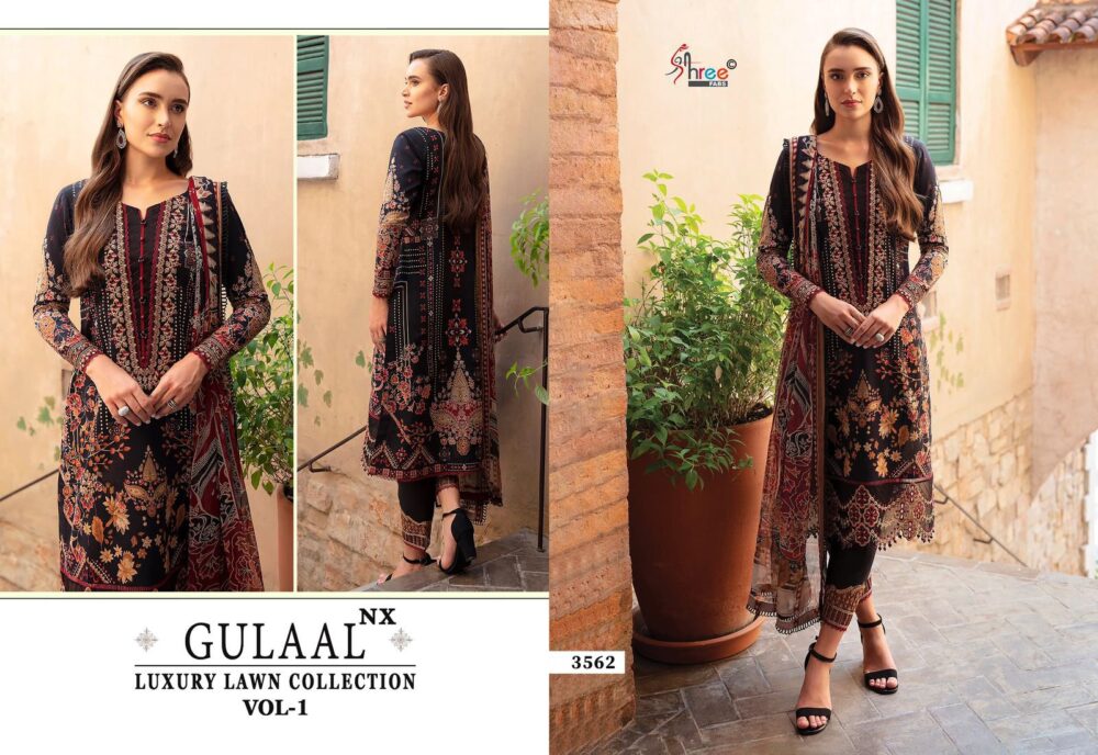 SHREE FABS GULAAL LUXURY LAWN COLLECTION VOL 1 NX PURE COTTON PAKISTANI PATCH WORK EMBROIDERY SUITS ONLINE - Image 2