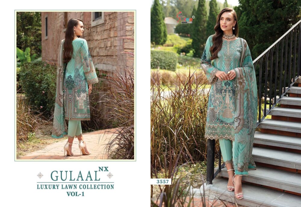 SHREE FABS GULAAL LUXURY LAWN COLLECTION VOL 1 NX PURE COTTON PAKISTANI PATCH WORK EMBROIDERY SUITS ONLINE - Image 5