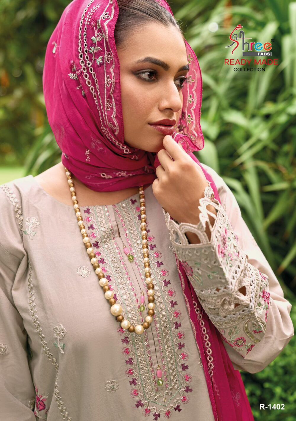 SHREE FABS D.NO. 1402 CAMBRIC COTTON WITH KASHMIRI WORK READYMADE PAKISTANI SUITS ONLINE - Image 3