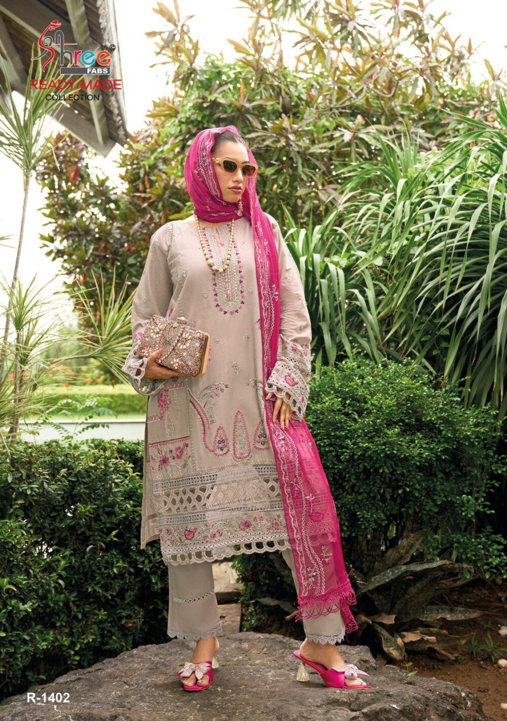 SHREE FABS D.NO. 1402 CAMBRIC COTTON WITH KASHMIRI WORK READYMADE PAKISTANI SUITS ONLINE - Image 8