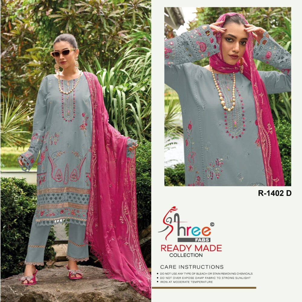 SHREE FABS D.NO. 1402 CAMBRIC COTTON WITH KASHMIRI WORK READYMADE PAKISTANI SUITS ONLINE - Image 5