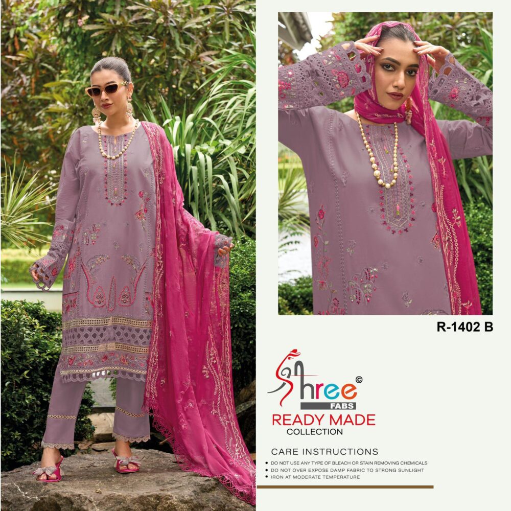 SHREE FABS D.NO. 1402 CAMBRIC COTTON WITH KASHMIRI WORK READYMADE PAKISTANI SUITS ONLINE - Image 6