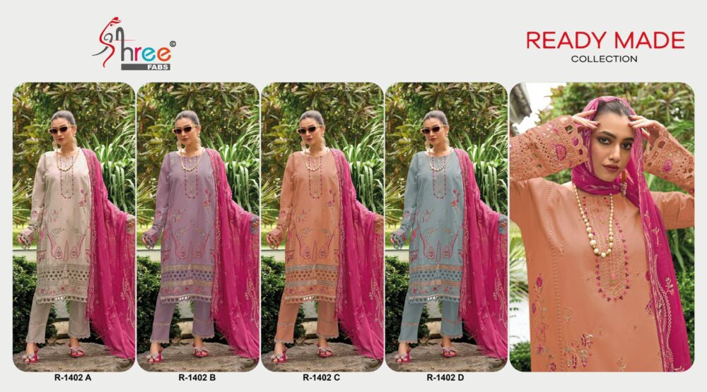 SHREE FABS D.NO. 1402 CAMBRIC COTTON WITH KASHMIRI WORK READYMADE PAKISTANI SUITS ONLINE - Image 9