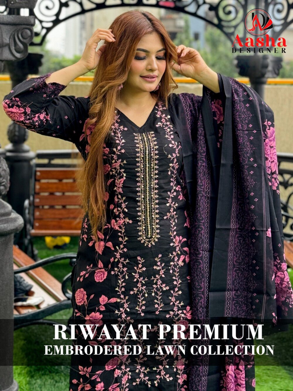 AASHA DESIGNER RIWAYAT 1101 TO 1103 SERIES PURE COTTON SELF EMBROIDERY PAKISTANI LAWN COLLECTION