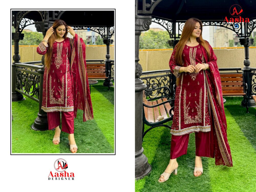 AASHA DESIGNER RIWAYAT 1101 TO 1103 SERIES PURE COTTON SELF EMBROIDERY PAKISTANI LAWN COLLECTION - Image 3