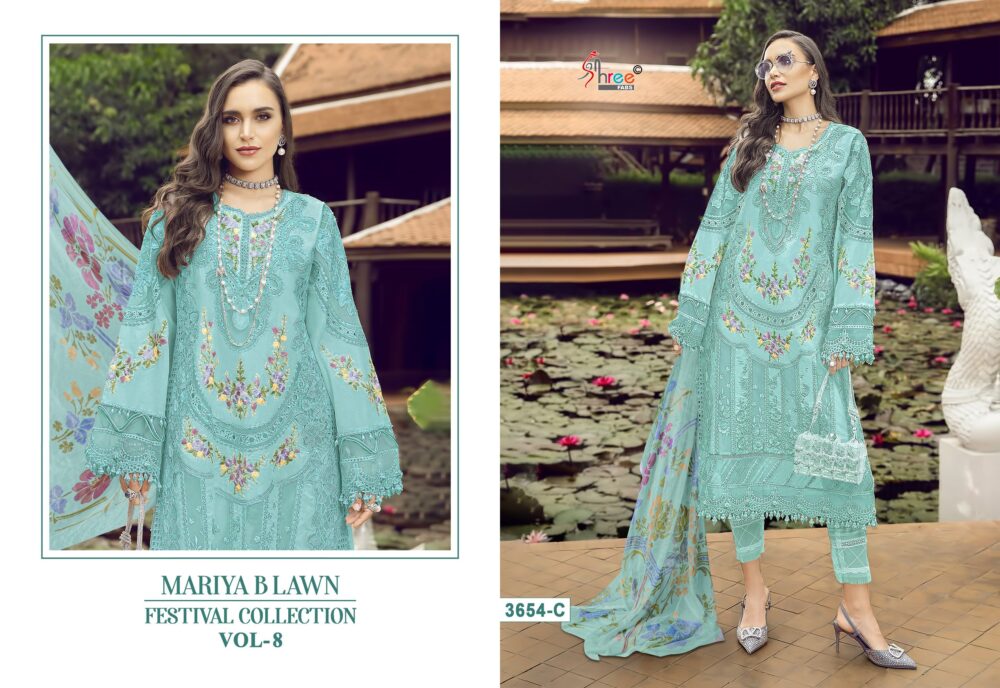 SHREE FABS MARIYA B LAWN FESTIVAL COLLECTION VOL 8   PURE LAWN PAKISTANI SUITS ONLINE - Image 2