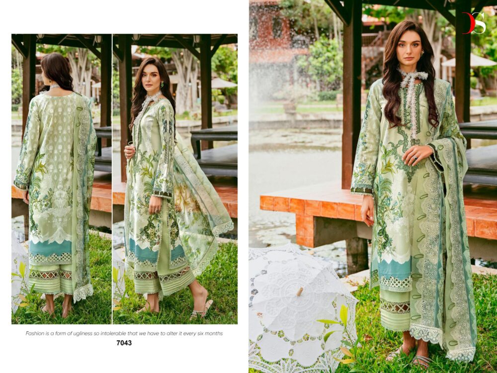 DEEPSY SUITS JADE NEEDLE WONDER-24 7041 TO 7046 SERIES PURE COTTON PATCH WORK PAKISTANI SUITS ONLINE - Image 2