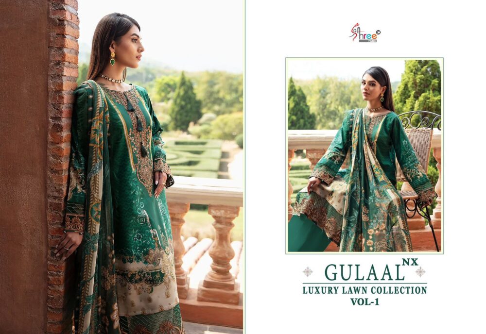 SHREE FABS GULAAL LUXURY LAWN COLLECTION VOL 1 NX PURE COTTON PAKISTANI PATCH WORK EMBROIDERY SUITS ONLINE - Image 6