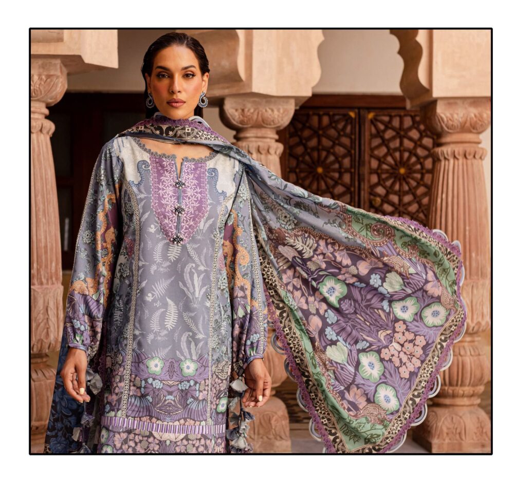 ZESH TEXTILES RUQAYYAH'S 1001 TO 1006 SERIES LUXURY PAKISTANI LAWN DRESS MATERIALS - Image 10