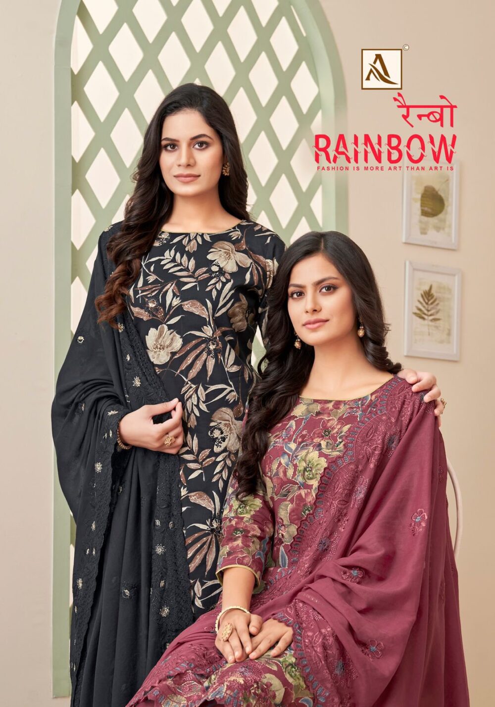 RAINBOW BY ALOK SUITS PURE CAMBRIC COTTON DESIGNER DRESS MATERIALS