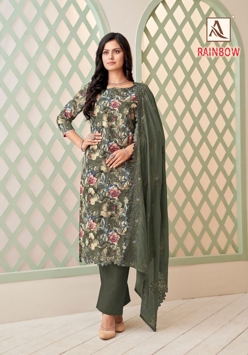 RAINBOW BY ALOK SUITS PURE CAMBRIC COTTON DESIGNER DRESS MATERIALS - Image 3